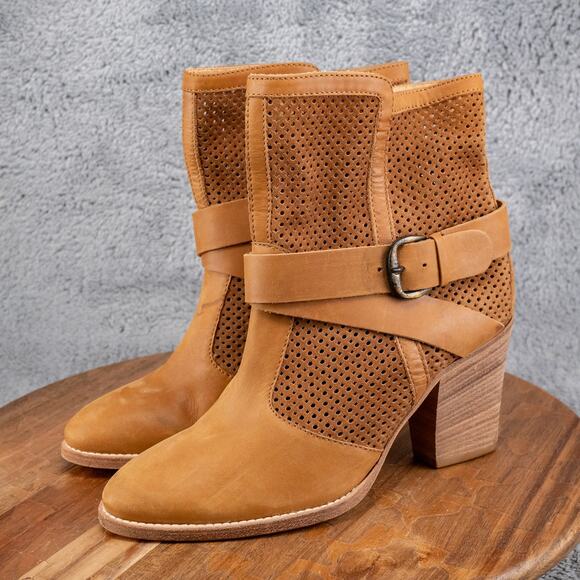 $495 Aquatalia by Marvin K Fawn Brown Leather Ankle Bootie Boot Suede 8.5 ITALY - Picture 4 of 7